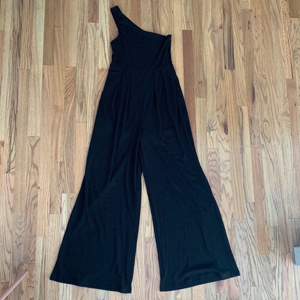 Black one shoulder jumpsuit